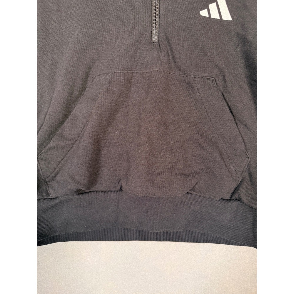 Adidas Womens Quarter Zip Cropped Hoodie Black White Stripes XS - Picture 4 of 7